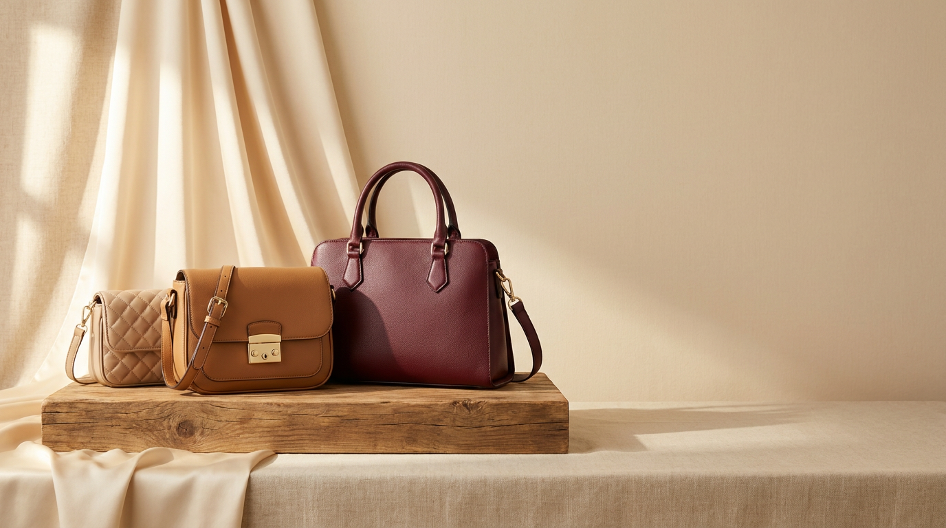 New arrivals — beige and maroon handbags