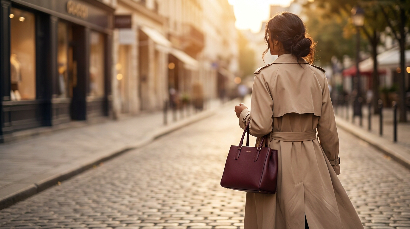 Woman carrying a maroon tote bag — Under Rs. 999 collection